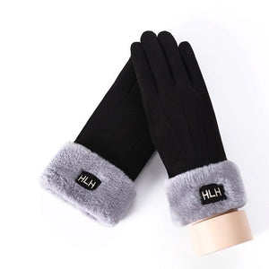 * Female Winter Lace Cashmere Warm Touch Screen Driving Gloves