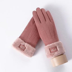 * Female Winter Lace Cashmere Warm Touch Screen Driving Gloves