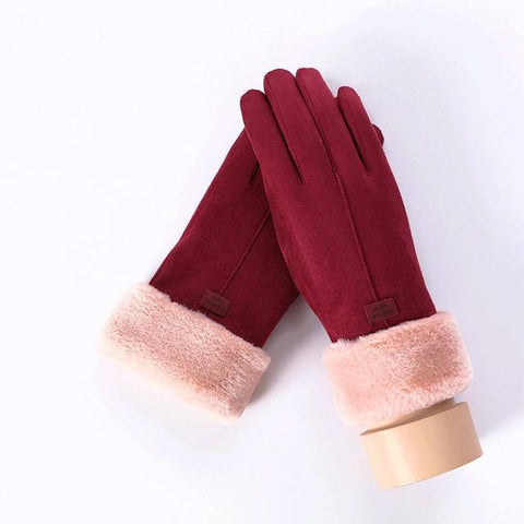 Image of * Female Winter Lace Cashmere Warm Touch Screen Driving Gloves