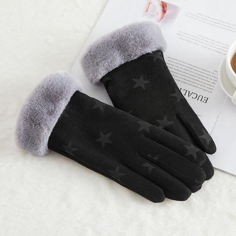 Image of * Female Winter Lace Cashmere Warm Touch Screen Driving Gloves