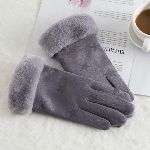 Image of * Female Winter Lace Cashmere Warm Touch Screen Driving Gloves