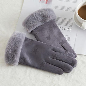 * Female Winter Lace Cashmere Warm Touch Screen Driving Gloves