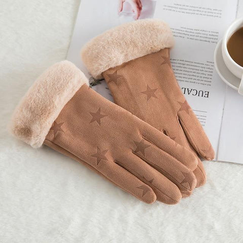 Image of * Female Winter Lace Cashmere Warm Touch Screen Driving Gloves