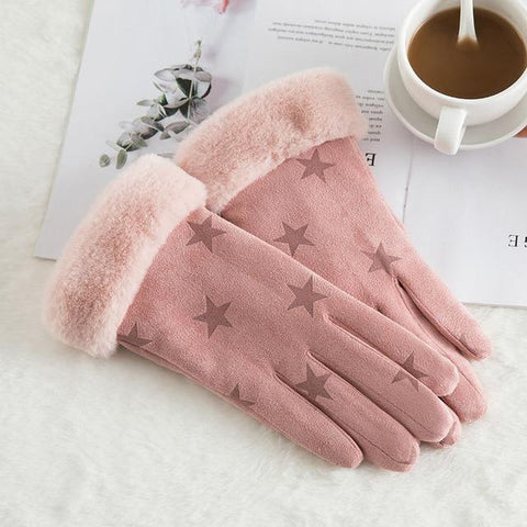 Image of * Female Winter Lace Cashmere Warm Touch Screen Driving Gloves