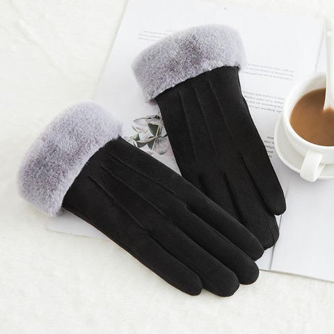 Image of * Female Winter Lace Cashmere Warm Touch Screen Driving Gloves