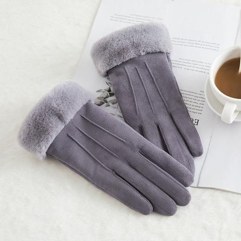 Image of * Female Winter Lace Cashmere Warm Touch Screen Driving Gloves