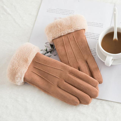 Image of * Female Winter Lace Cashmere Warm Touch Screen Driving Gloves