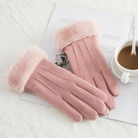 Image of * Female Winter Lace Cashmere Warm Touch Screen Driving Gloves