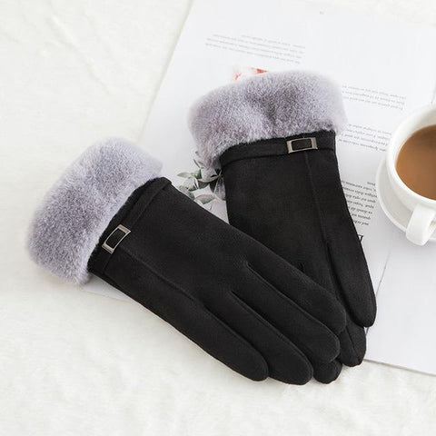 Image of * Female Winter Lace Cashmere Warm Touch Screen Driving Gloves