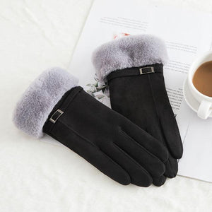 * Female Winter Lace Cashmere Warm Touch Screen Driving Gloves