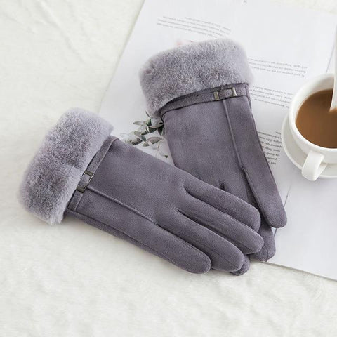 Image of * Female Winter Lace Cashmere Warm Touch Screen Driving Gloves