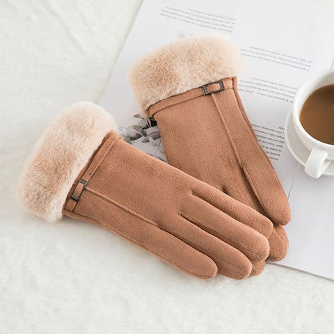 Image of * Female Winter Lace Cashmere Warm Touch Screen Driving Gloves