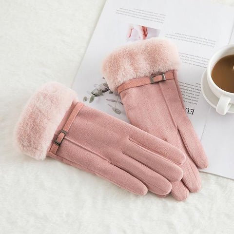 Image of * Female Winter Lace Cashmere Warm Touch Screen Driving Gloves