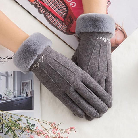 Image of * Female Winter Lace Cashmere Warm Touch Screen Driving Gloves