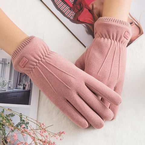 Image of * Female Winter Lace Cashmere Warm Touch Screen Driving Gloves