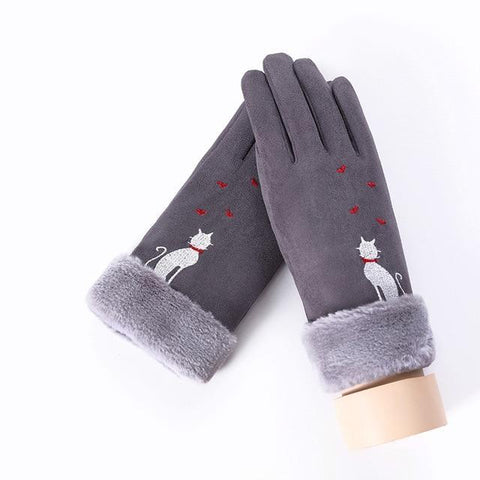 Image of * Female Winter Lace Cashmere Warm Touch Screen Driving Gloves