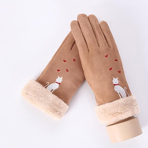 Image of * Female Winter Lace Cashmere Warm Touch Screen Driving Gloves