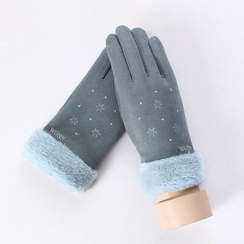 Image of * Female Winter Lace Cashmere Warm Touch Screen Driving Gloves