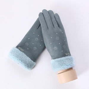 * Female Winter Lace Cashmere Warm Touch Screen Driving Gloves