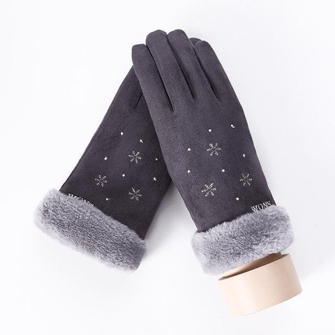 Image of * Female Winter Lace Cashmere Warm Touch Screen Driving Gloves