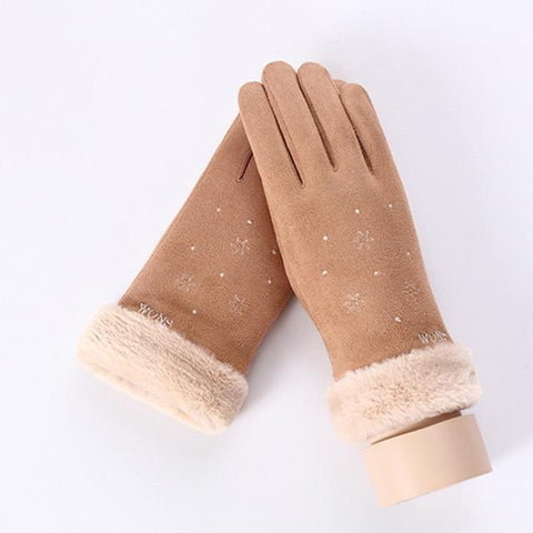 Image of * Female Winter Lace Cashmere Warm Touch Screen Driving Gloves