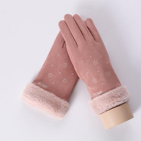 Image of * Female Winter Lace Cashmere Warm Touch Screen Driving Gloves