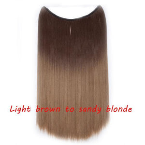 * Invisible Wire One Piece Halo Hair Extension with No Clip Synthetic Hair 20 inches