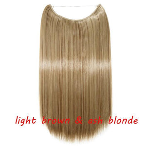 * Invisible Wire One Piece Halo Hair Extension with No Clip Synthetic Hair 20 inches