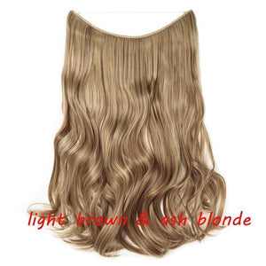 * Invisible Wire One Piece Halo Hair Extension with No Clip Synthetic Hair 20 inches