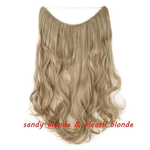 * Invisible Wire One Piece Halo Hair Extension with No Clip Synthetic Hair 20 inches