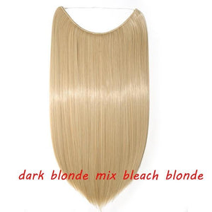 * Invisible Wire One Piece Halo Hair Extension with No Clip Synthetic Hair 20 inches