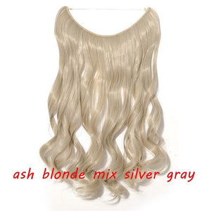 * Invisible Wire One Piece Halo Hair Extension with No Clip Synthetic Hair 20 inches