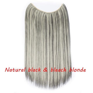 * Invisible Wire One Piece Halo Hair Extension with No Clip Synthetic Hair 20 inches