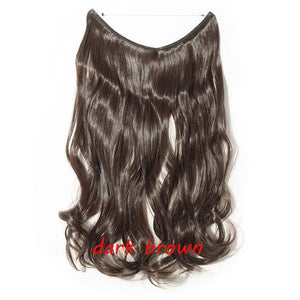 * Invisible Wire One Piece Halo Hair Extension with No Clip Synthetic Hair 20 inches