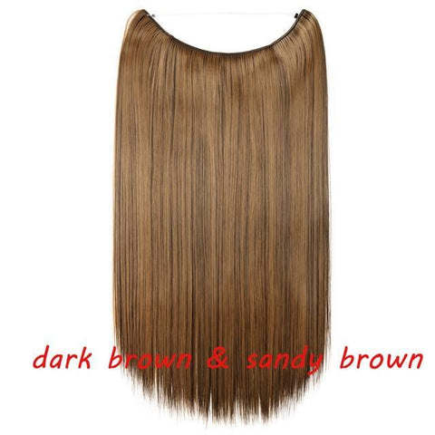 Image of * Invisible Wire One Piece Halo Hair Extension with No Clip Synthetic Hair 20 inches