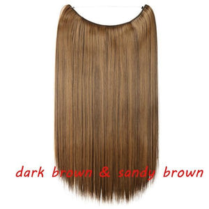 * Invisible Wire One Piece Halo Hair Extension with No Clip Synthetic Hair 20 inches