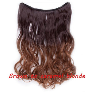 * Invisible Wire One Piece Halo Hair Extension with No Clip Synthetic Hair 20 inches