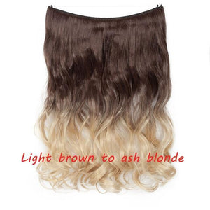 * Invisible Wire One Piece Halo Hair Extension with No Clip Synthetic Hair 20 inches