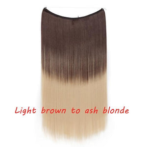 * Invisible Wire One Piece Halo Hair Extension with No Clip Synthetic Hair 20 inches