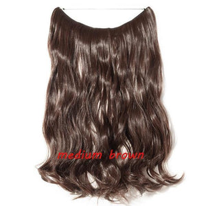 * Invisible Wire One Piece Halo Hair Extension with No Clip Synthetic Hair 20 inches