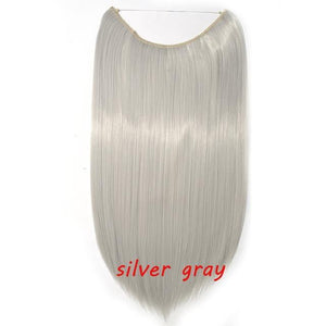 * Invisible Wire One Piece Halo Hair Extension with No Clip Synthetic Hair 20 inches