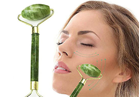 Image of * Facial Massage Jade Stone Roller with Double Heads for Skin Relaxation