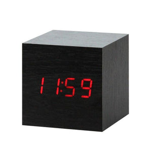 * LED Wooden Digital Alarm Clock with Watch Table Voice Control