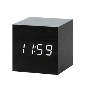 * LED Wooden Digital Alarm Clock with Watch Table Voice Control