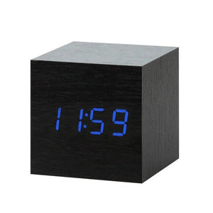 * LED Wooden Digital Alarm Clock with Watch Table Voice Control