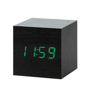 * LED Wooden Digital Alarm Clock with Watch Table Voice Control