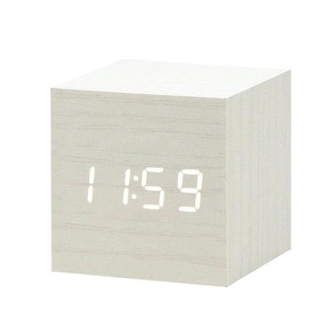 Image of * LED Wooden Digital Alarm Clock with Watch Table Voice Control