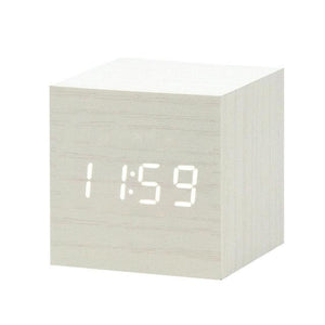 * LED Wooden Digital Alarm Clock with Watch Table Voice Control