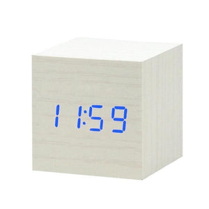 * LED Wooden Digital Alarm Clock with Watch Table Voice Control