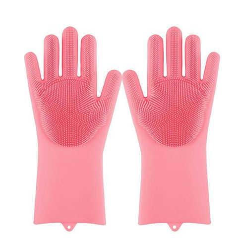 Image of * Magic Silicone Multi-Use Scrubber Glove for Dishwashing, Kitchen and Appliance Cleaning, Fruit Washing, Bathroom Scrubbing, Car Washing (1 Pair)